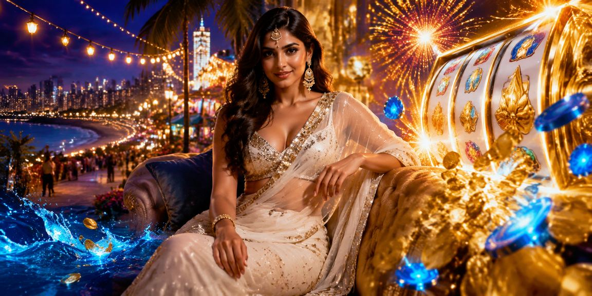 Mumbai Bandra casino slot game scene with woman in traditional saree