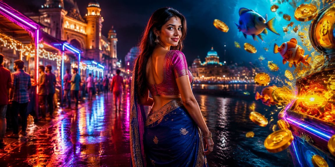 Mumbai night market atmosphere with slot games and entertainment